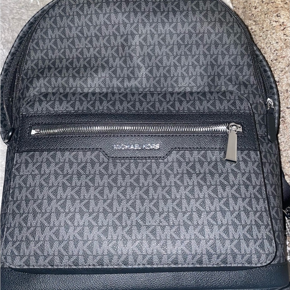 Michael Kors Monogram Gray and Black Backpack LARGE brand new never used
